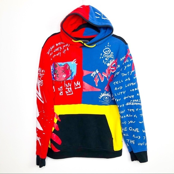 REASON Streetwear graphic color block hooded sweatshirt - Picture 1 of 14